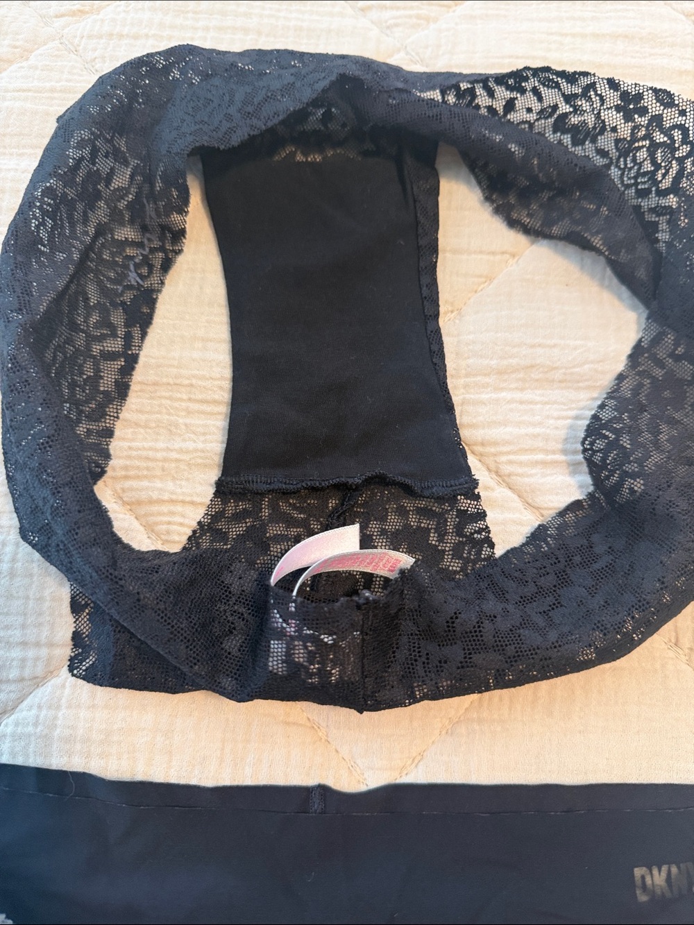 PINK Victoria's Secret Black and Gray Lace & Printed Hipster Panty Trio - Picture 7 of 11